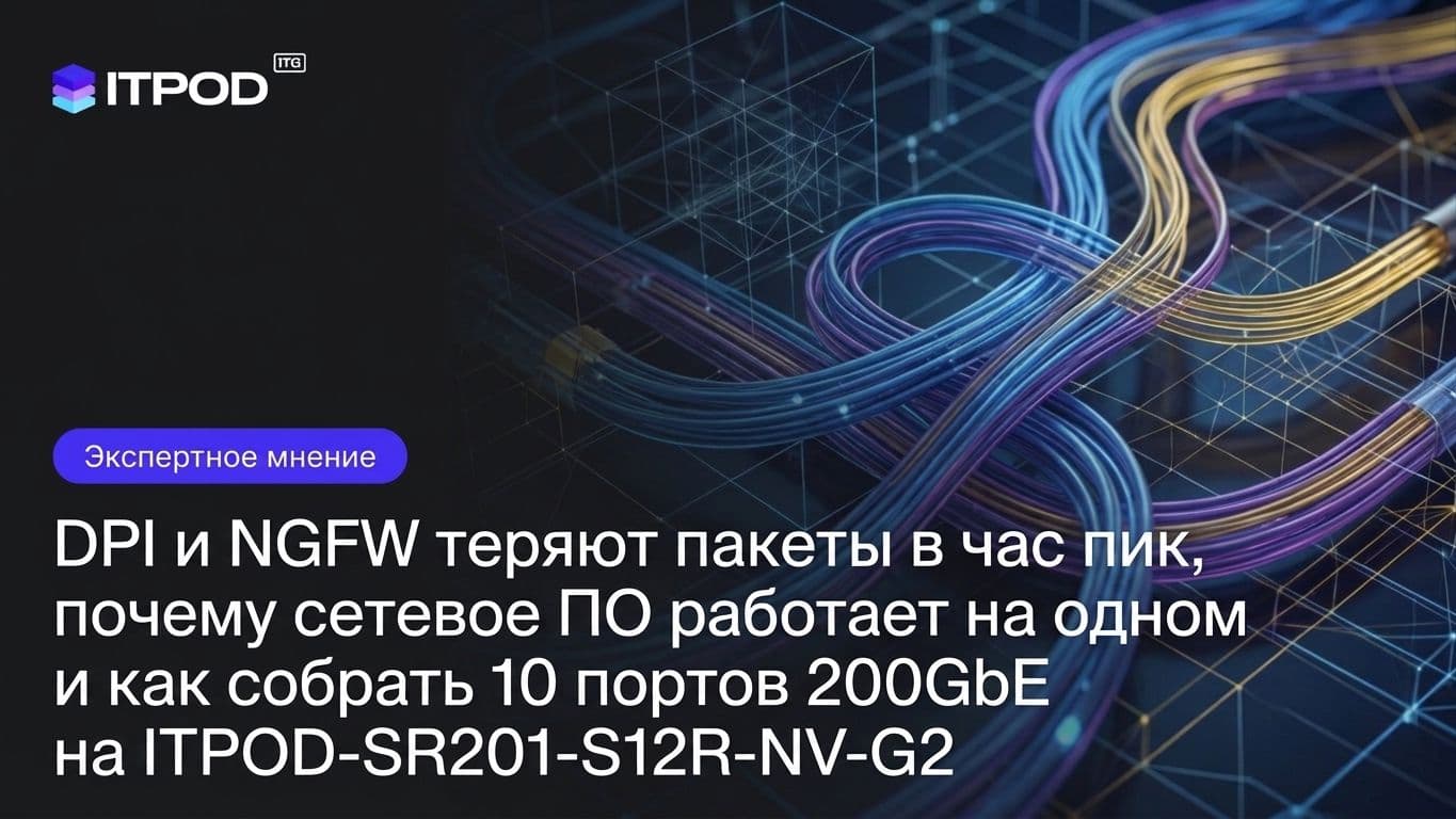 DPI и NGFW теряют пакеты в час пик, хотя в сервере два процессора: почему сетевое ПО работает на одном и как собрать 10 портов 200GbE на ITPOD-SR201-S12R-NV-G2