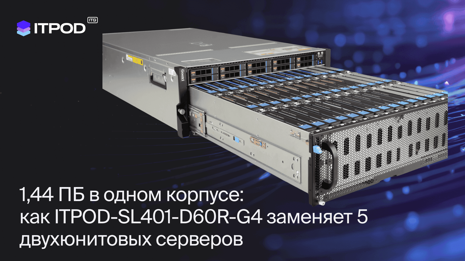 1,44 ПБ в одном корпусе: как ITPOD-SL401-D60R-G4 заменяет пять 2U-серверов